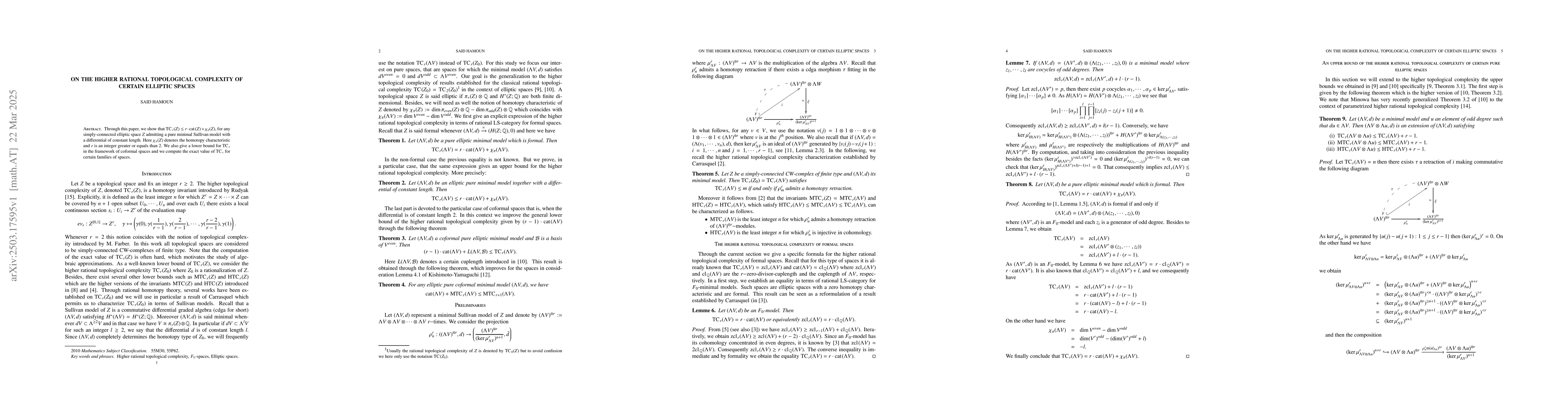 Thumbnail for On the higher rational topological complexity of certain elliptic spaces