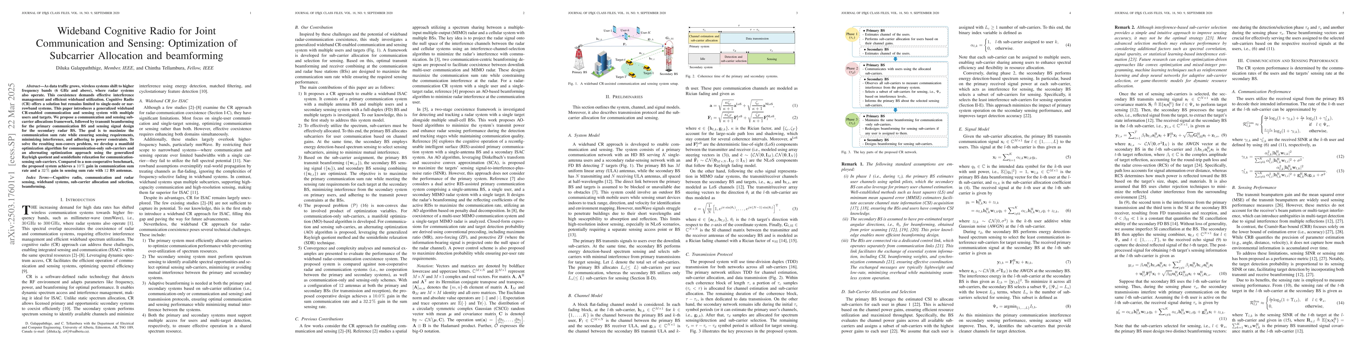 Thumbnail for Wideband Cognitive Radio for Joint Communication and Sensing:
  Optimization of Subcarrier Allocation and beamforming