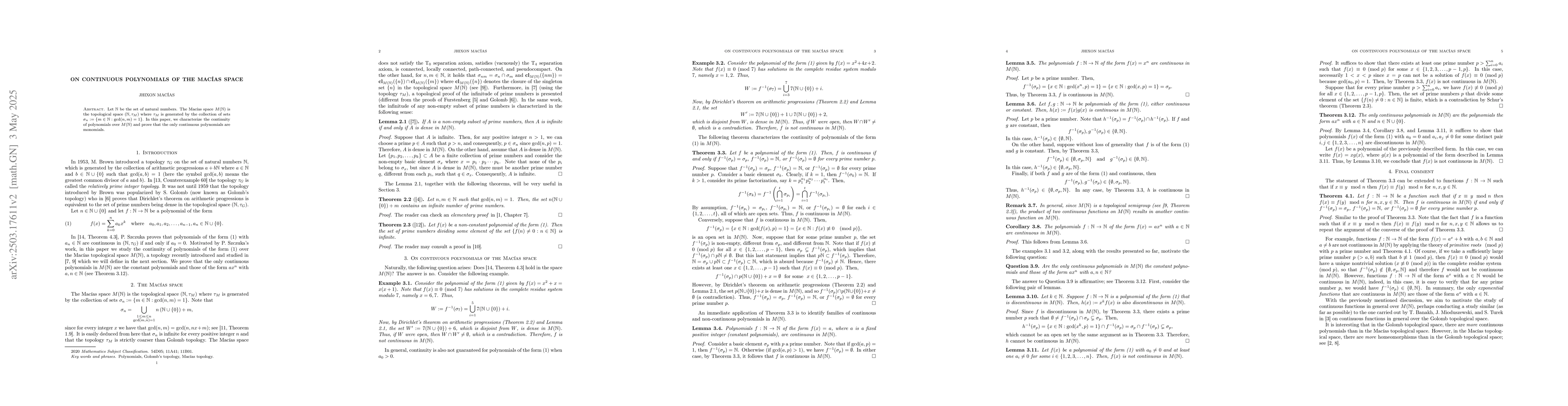 Thumbnail for On continuous polynomials of the Macías space