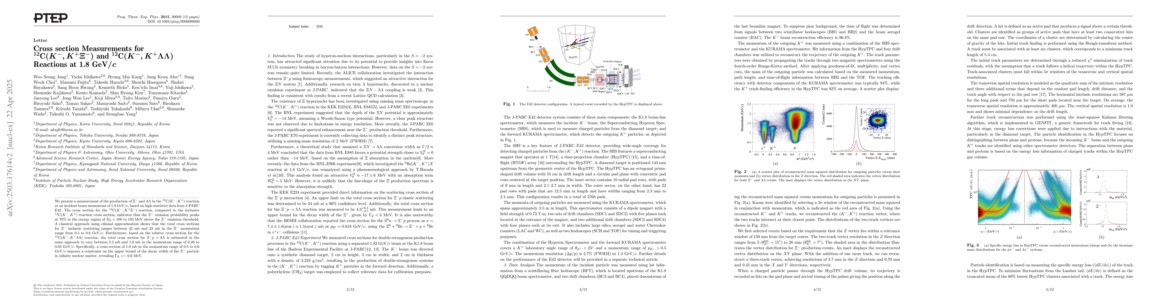 Thumbnail for Cross section Measurements for $^{12}$C$(K^-, K^+Ξ^-)$ and
  $^{12}$C$(K^-, K^+ΛΛ)$ Reactions at 1.8 GeV$/c$
