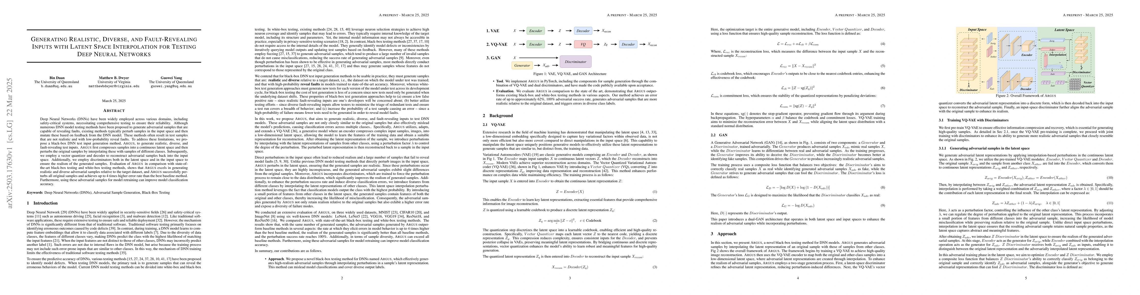 Thumbnail for Generating Realistic, Diverse, and Fault-Revealing Inputs with Latent
  Space Interpolation for Testing Deep Neural Networks