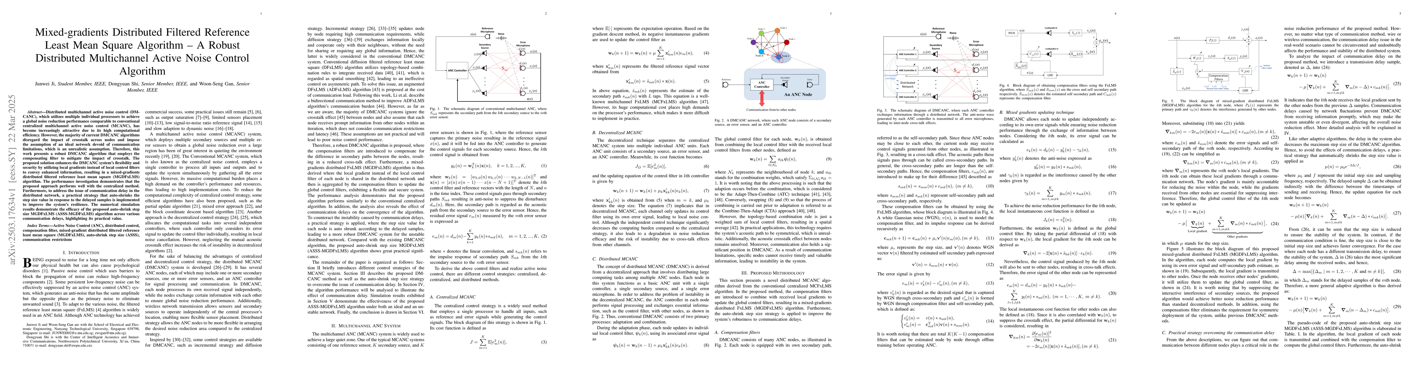 Thumbnail for Mixed-gradients Distributed Filtered Reference Least Mean Square
  Algorithm -- A Robust Distributed Multichannel Active Noise Control Algorithm