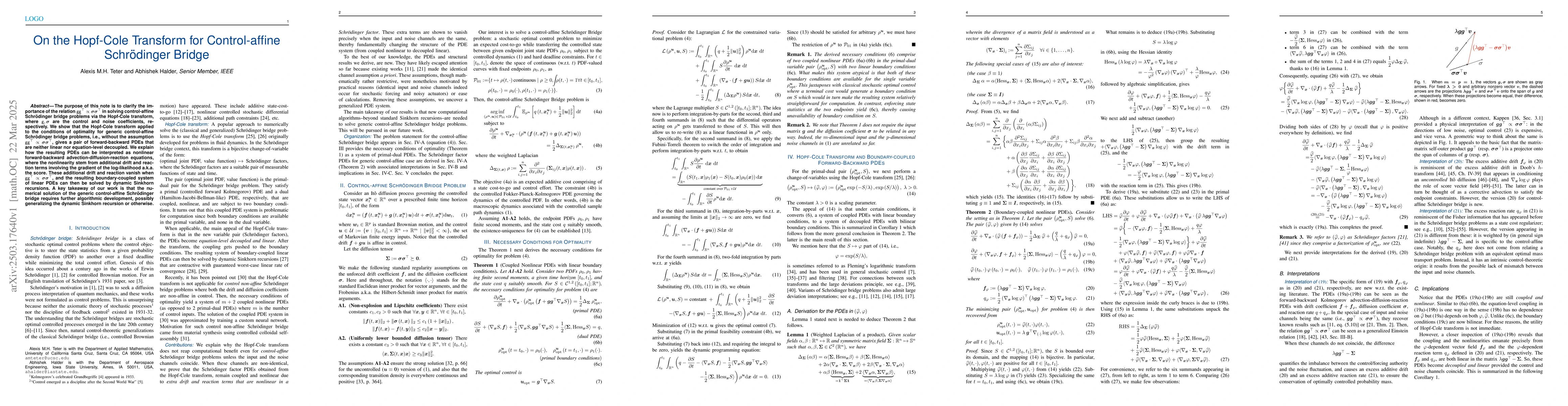 Thumbnail for On the Hopf-Cole Transform for Control-affine Schrödinger Bridge