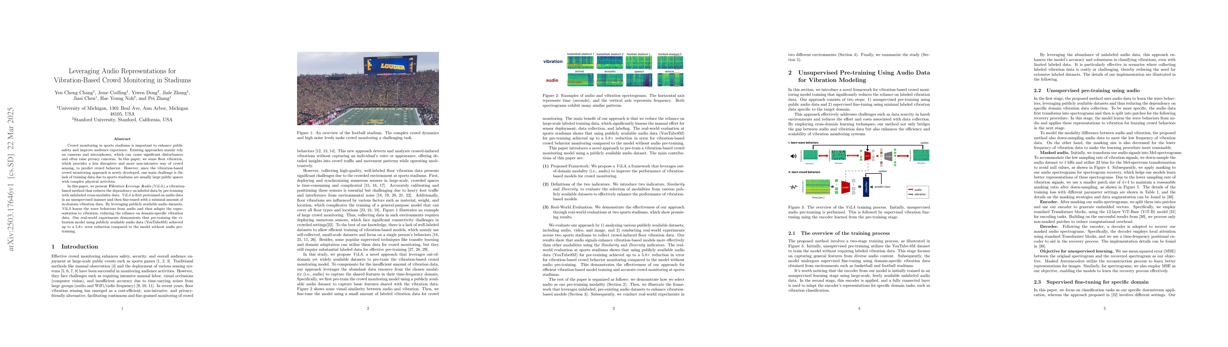 Thumbnail for Leveraging Audio Representations for Vibration-Based Crowd Monitoring in
  Stadiums
