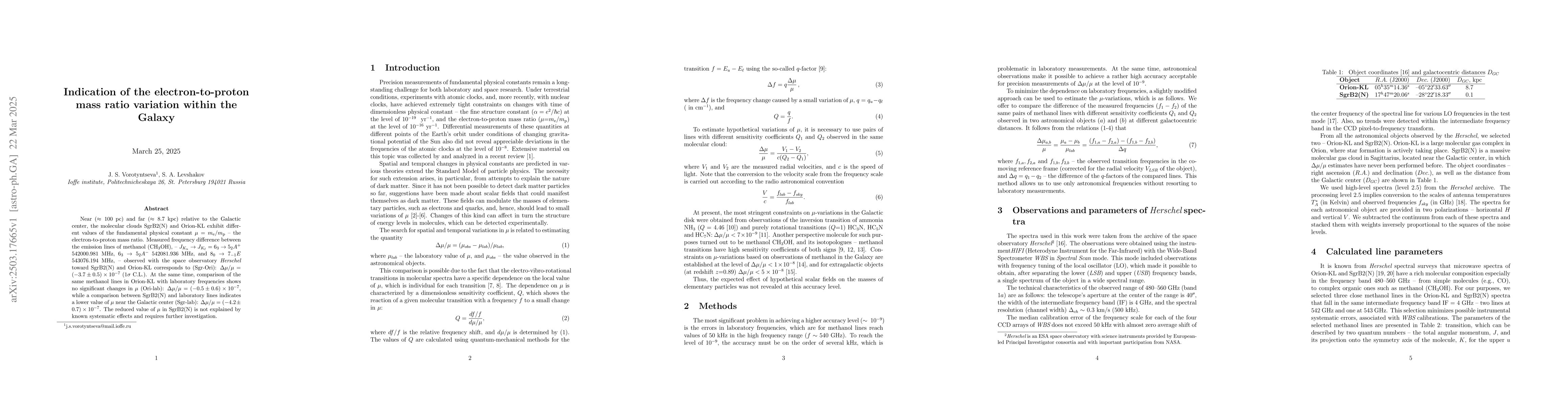 Thumbnail for Indication of the electron-to-proton mass ratio variation within the
  Galaxy