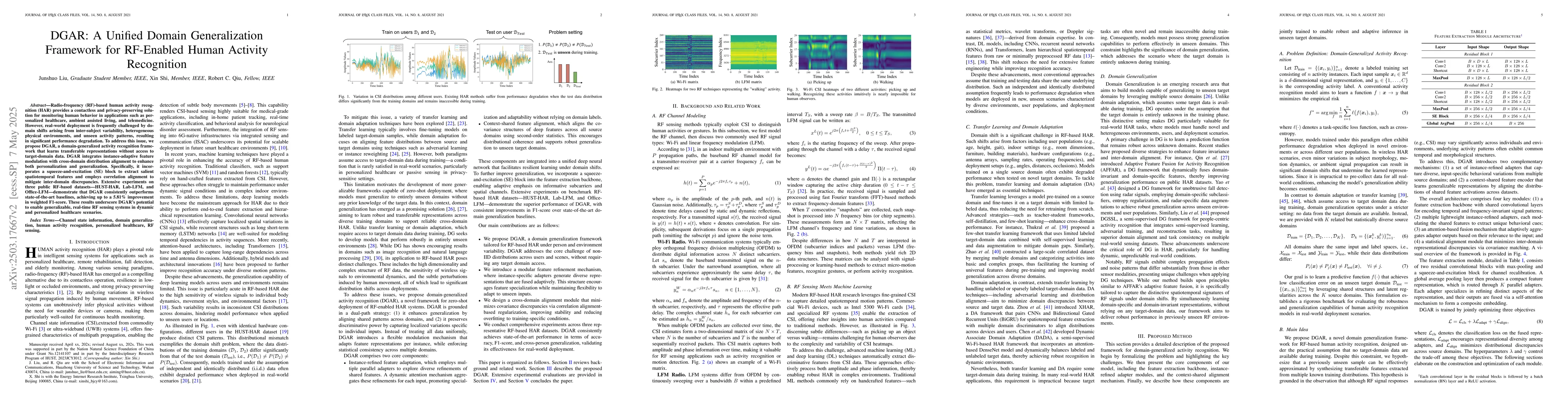 Thumbnail for DGAR: A Unified Domain Generalization Framework for RF-Enabled Human
  Activity Recognition