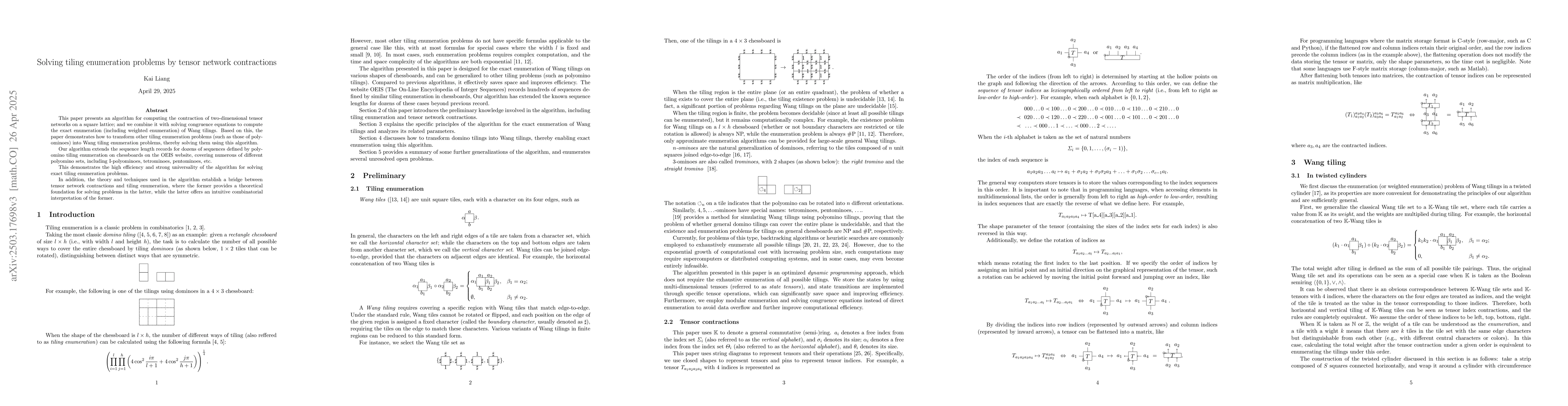 Thumbnail for Solving tiling enumeration problems by tensor network contractions