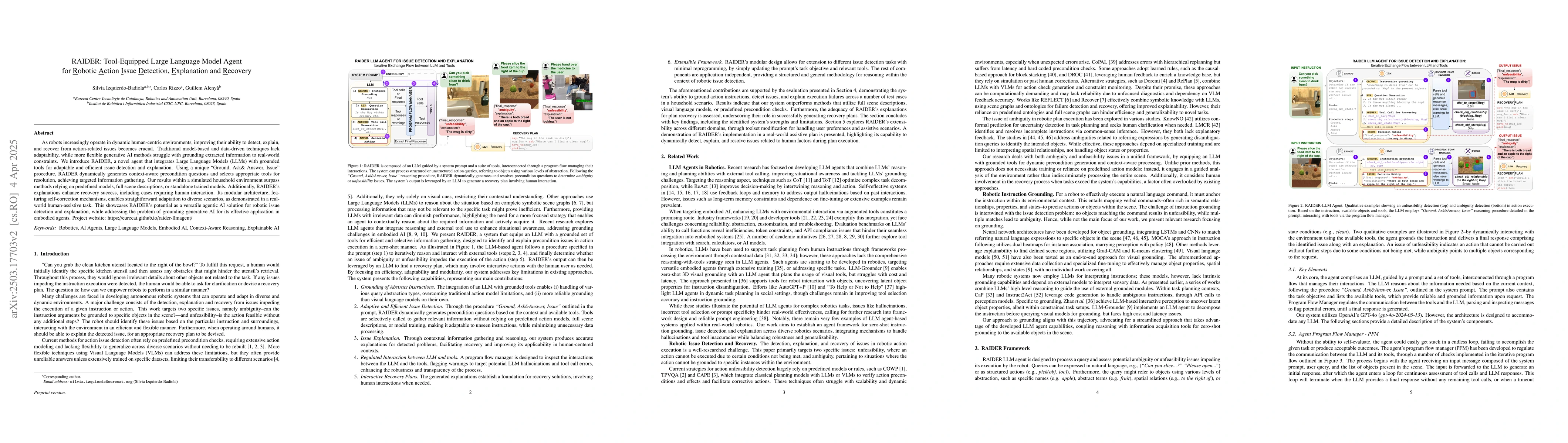 Thumbnail for RAIDER: Tool-Equipped Large Language Model Agent for Robotic Action
  Issue Detection, Explanation and Recovery