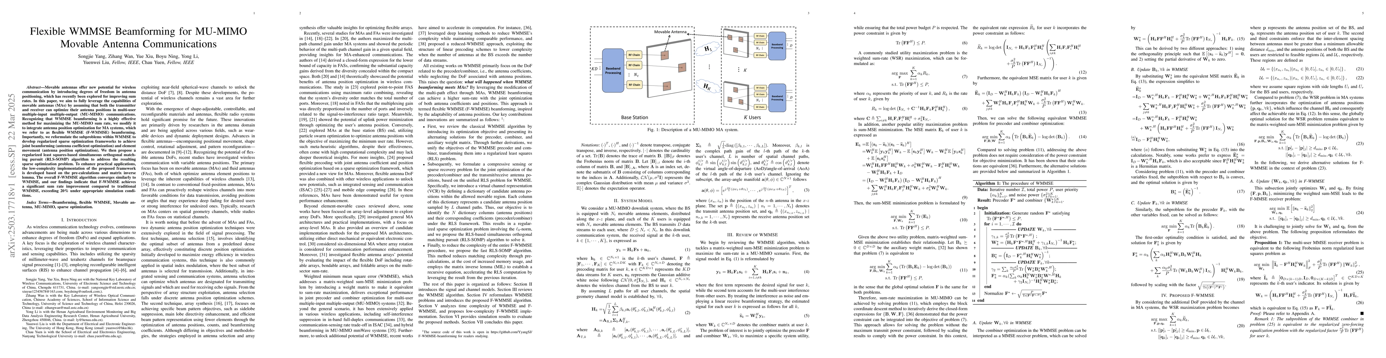 Thumbnail for Flexible WMMSE Beamforming for MU-MIMO Movable Antenna Communications