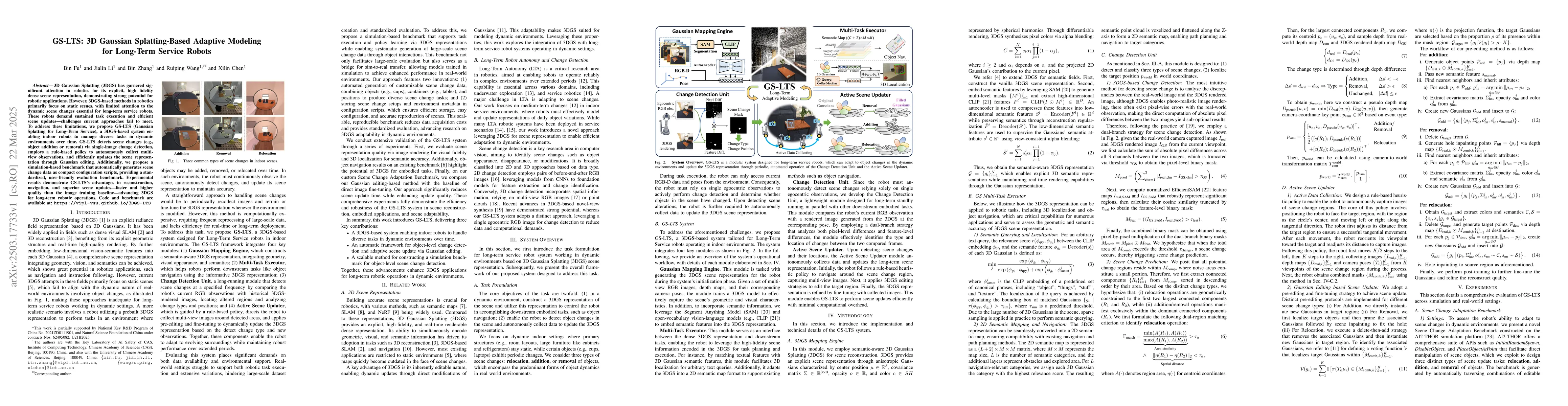 Thumbnail for GS-LTS: 3D Gaussian Splatting-Based Adaptive Modeling for Long-Term
  Service Robots