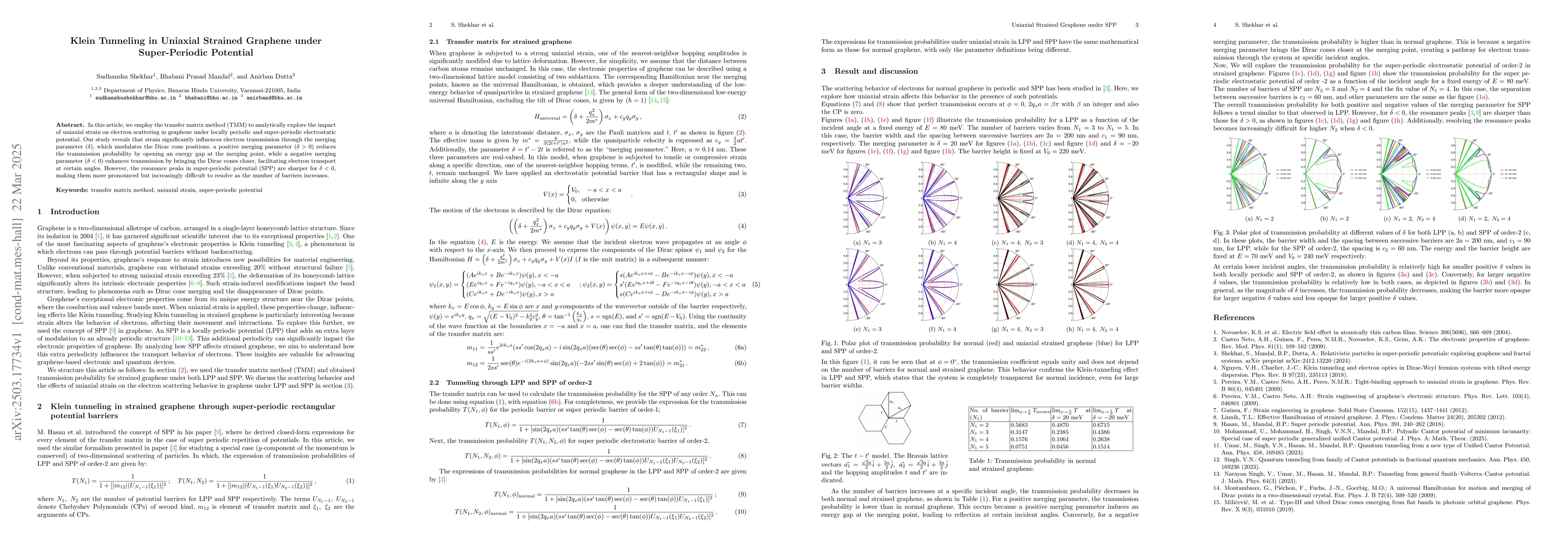 Thumbnail for Klein Tunneling in Uniaxial Strained Graphene under Super-Periodic
  Potential