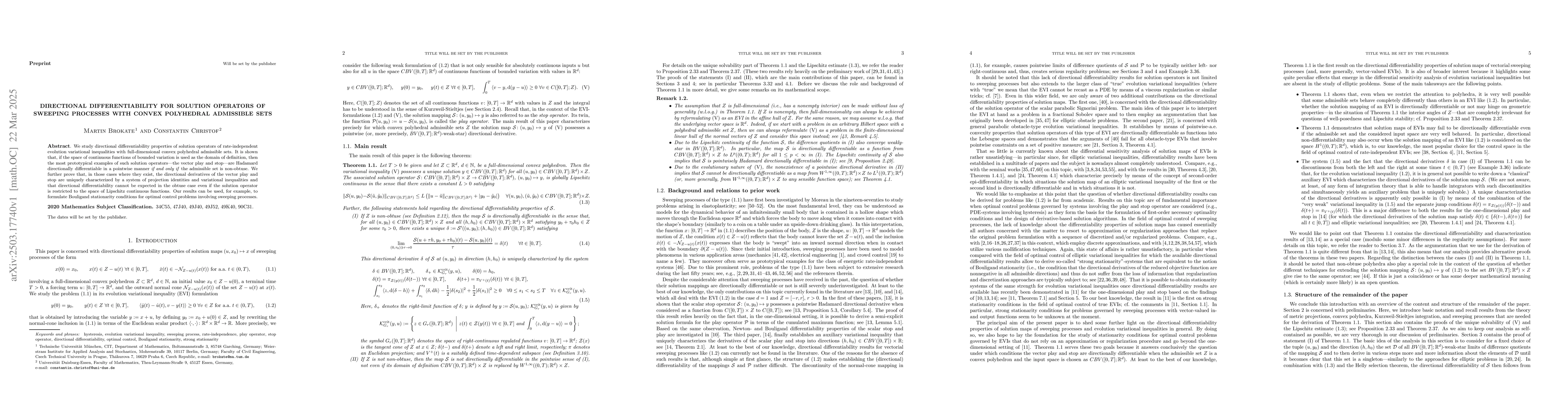 Thumbnail for Directional differentiability for solution operators of sweeping
  processes with convex polyhedral admissible sets