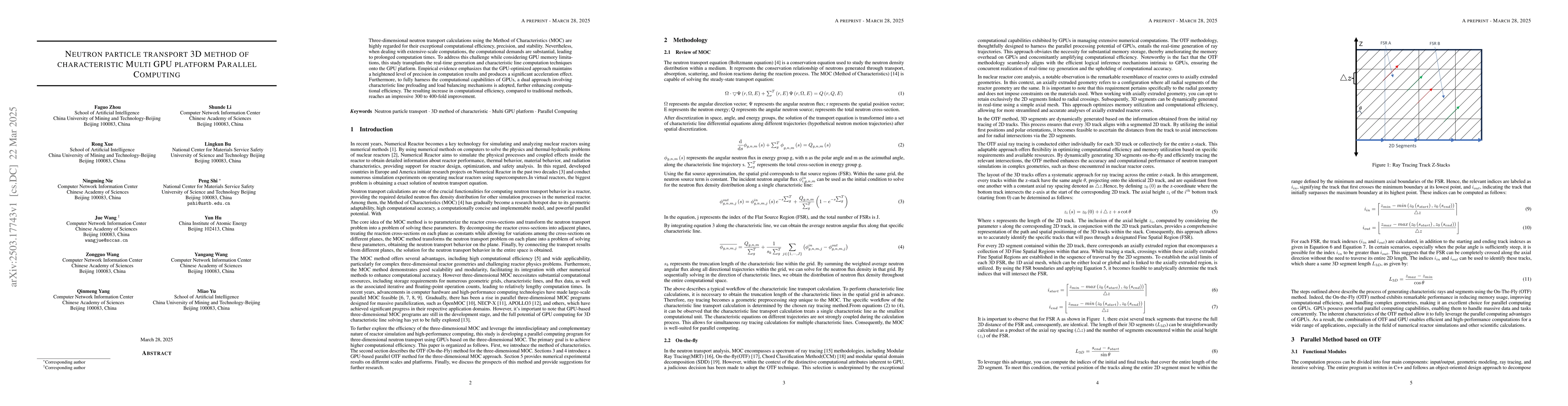 Thumbnail for Neutron particle transport 3D method of characteristic Multi GPU
  platform Parallel Computing