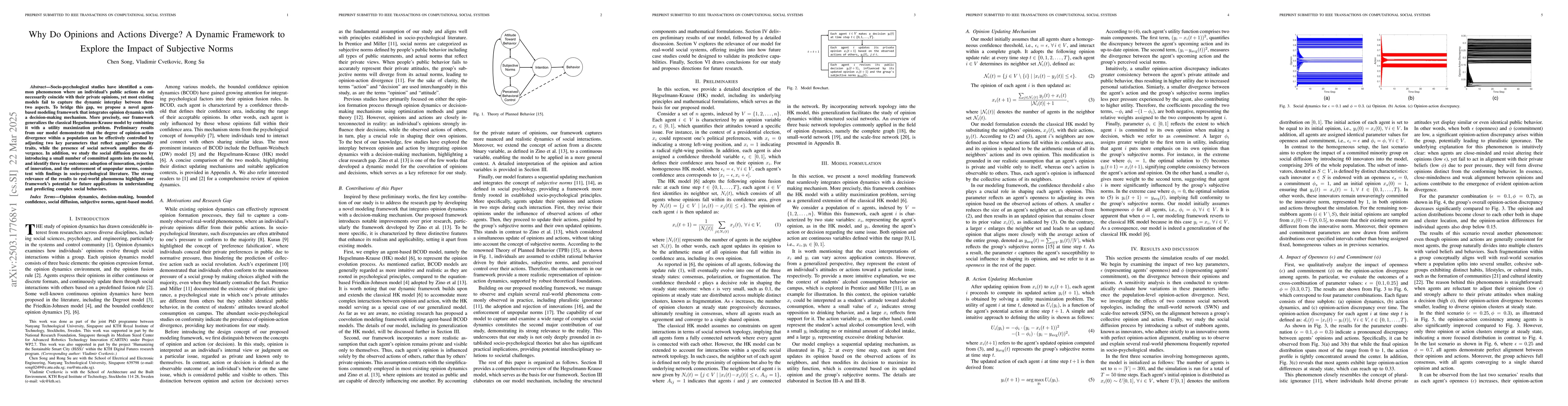 Thumbnail for Why do Opinions and Actions Diverge? A Dynamic Framework to Explore the
  Impact of Subjective Norms