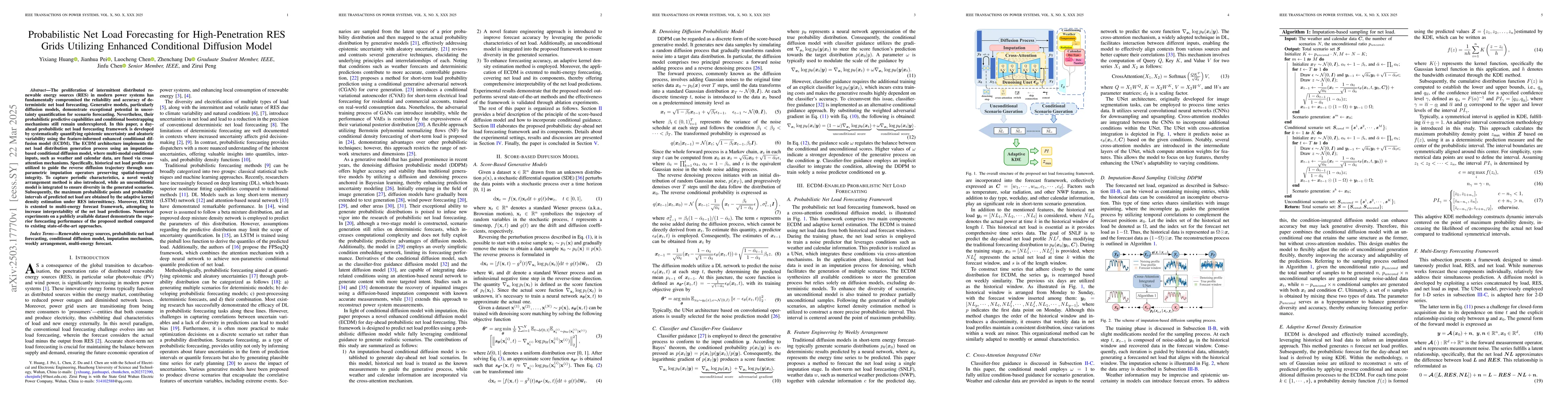 Thumbnail for Probabilistic Net Load Forecasting for High-Penetration RES Grids
  Utilizing Enhanced Conditional Diffusion Model