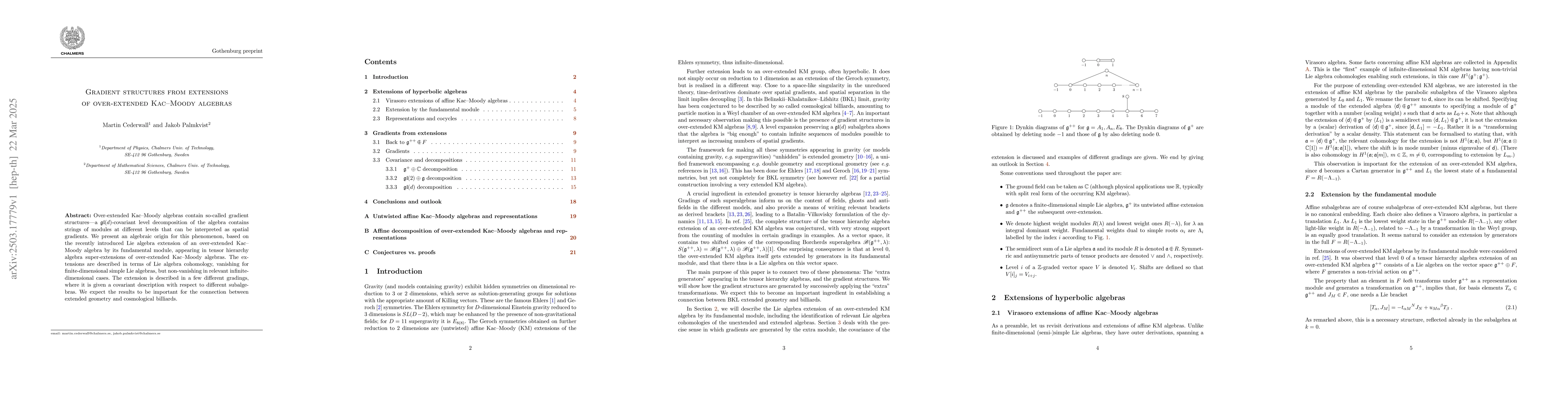 Thumbnail for Gradient structures from extensions of over-extended Kac-Moody algebras