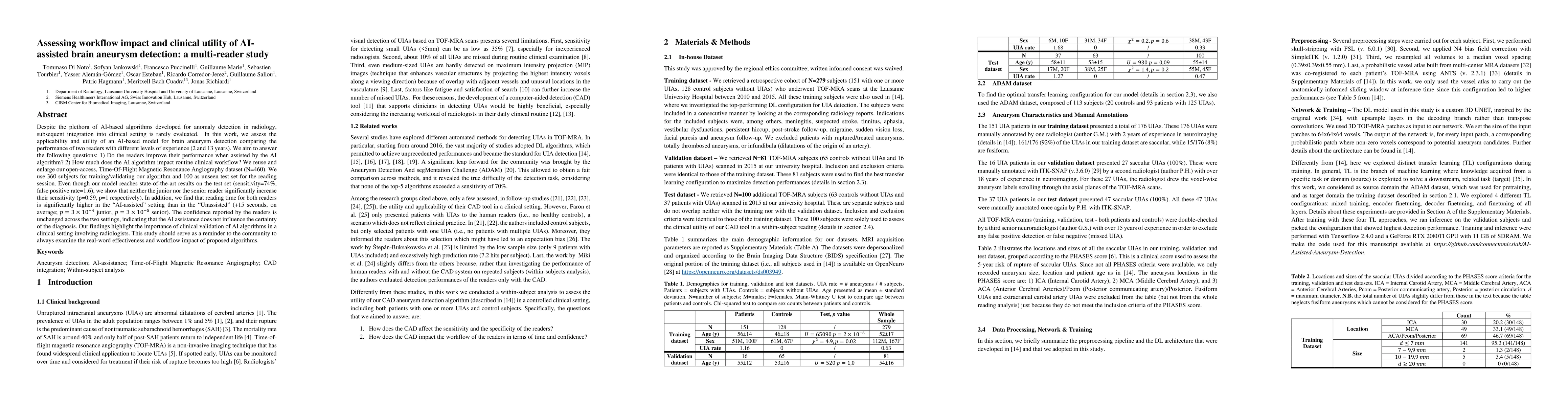 Thumbnail for Assessing workflow impact and clinical utility of AI-assisted brain
  aneurysm detection: a multi-reader study
