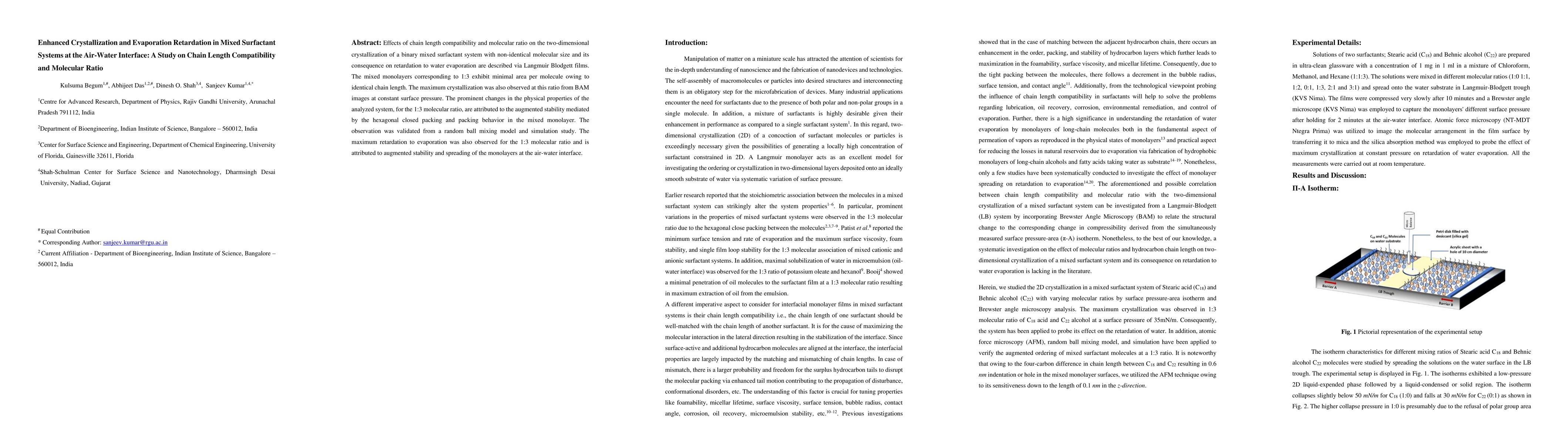 Thumbnail for Enhanced Crystallization and Evaporation Retardation in Mixed Surfactant
  Systems at the Air-Water Interface: A Study on Chain Length Compatibility and
  Molecular Ratio