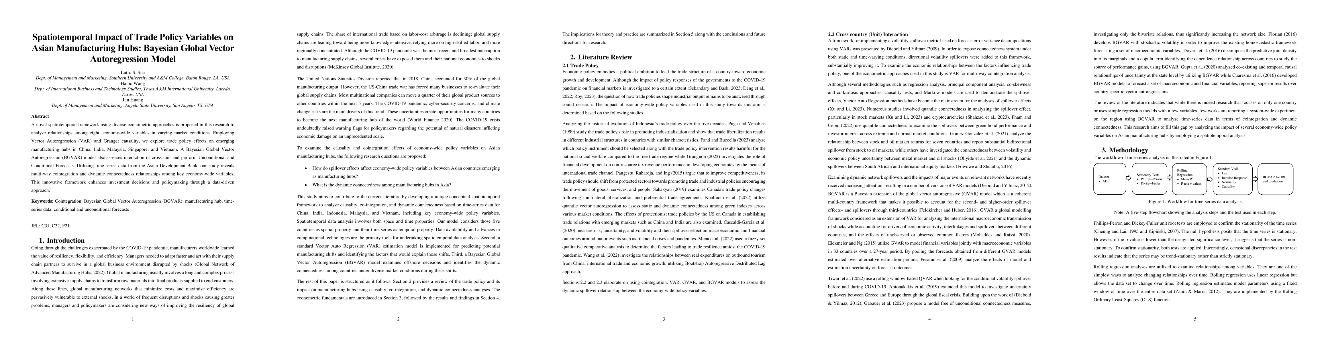 Thumbnail for Spatiotemporal Impact of Trade Policy Variables on Asian Manufacturing
  Hubs: Bayesian Global Vector Autoregression Model