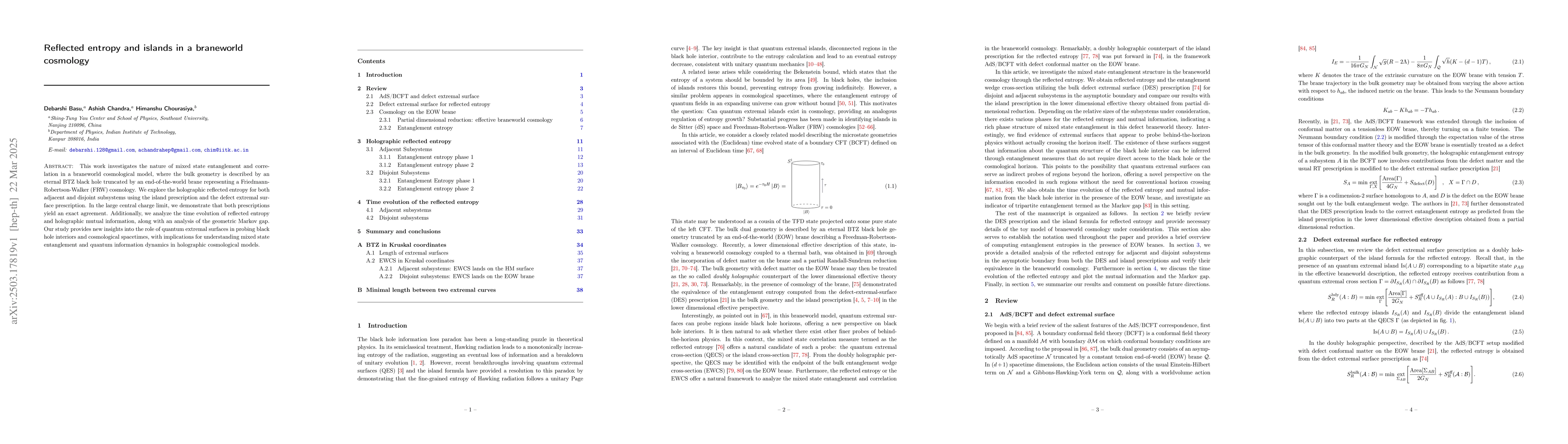 Thumbnail for Reflected entropy and islands in a braneworld cosmology