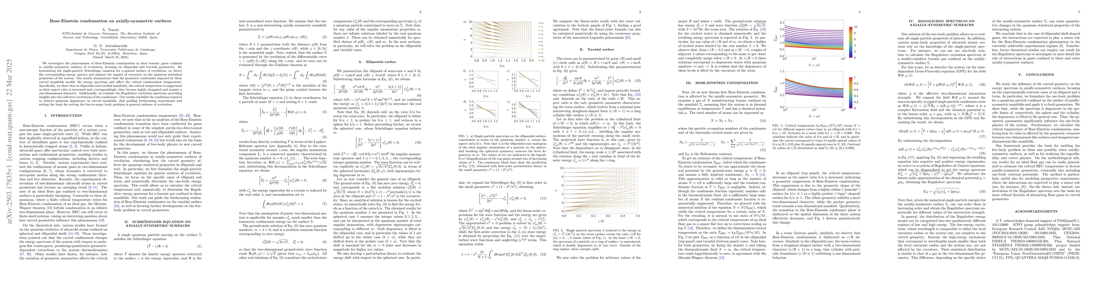 Thumbnail for Bose-Einstein condensation on axially-symmetric surfaces