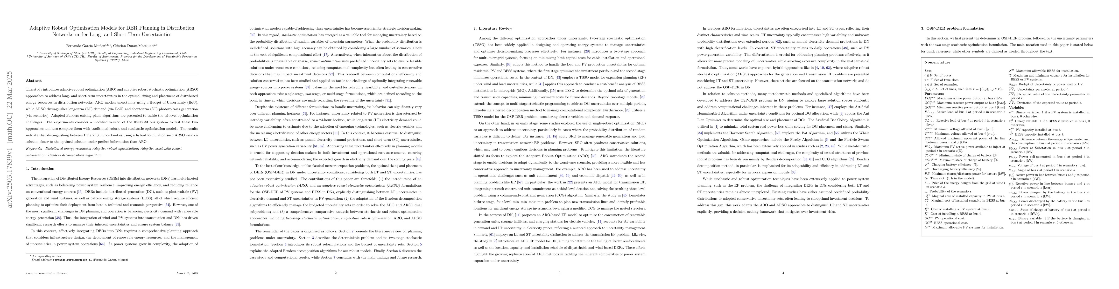 Thumbnail for Adaptive Robust Optimization Models for DER Planning in Distribution
  Networks under Long- and Short-Term Uncertainties