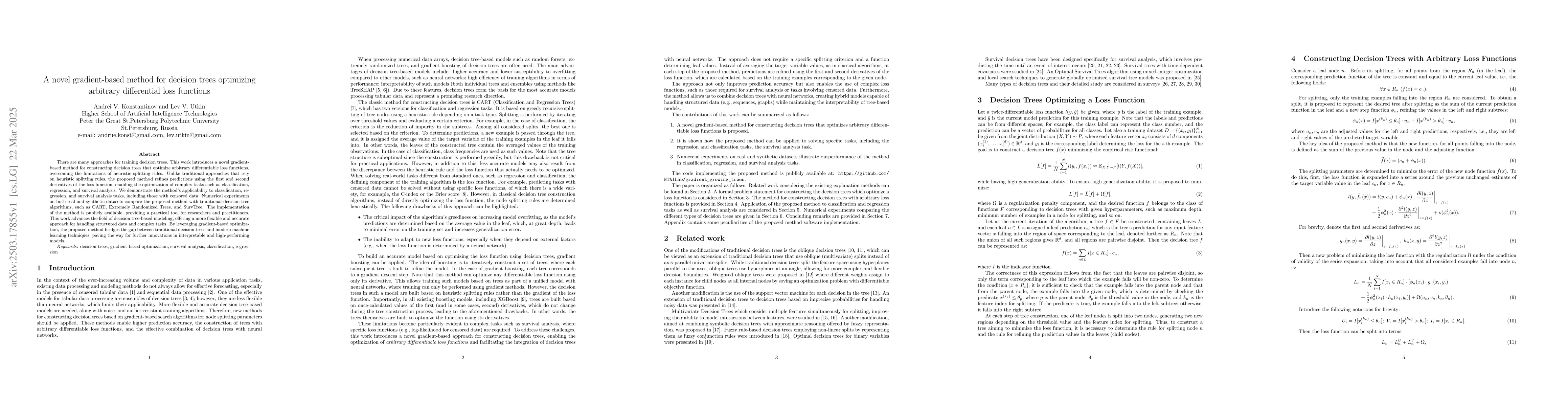 Thumbnail for A novel gradient-based method for decision trees optimizing arbitrary
  differential loss functions