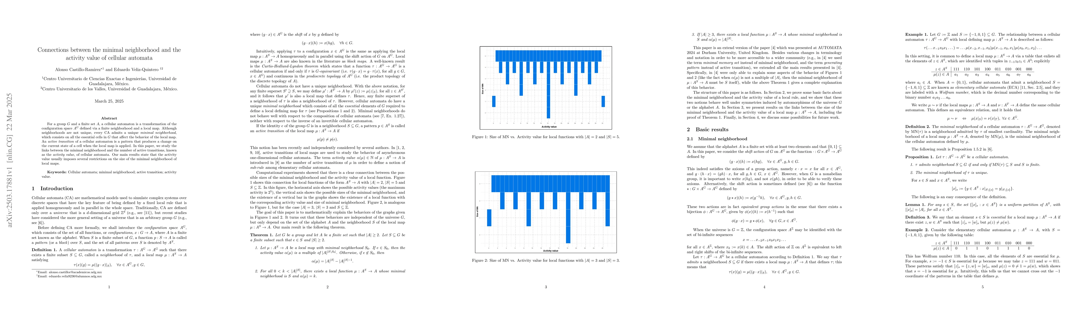Thumbnail for Connections between the minimal neighborhood and the activity value of
  cellular automata