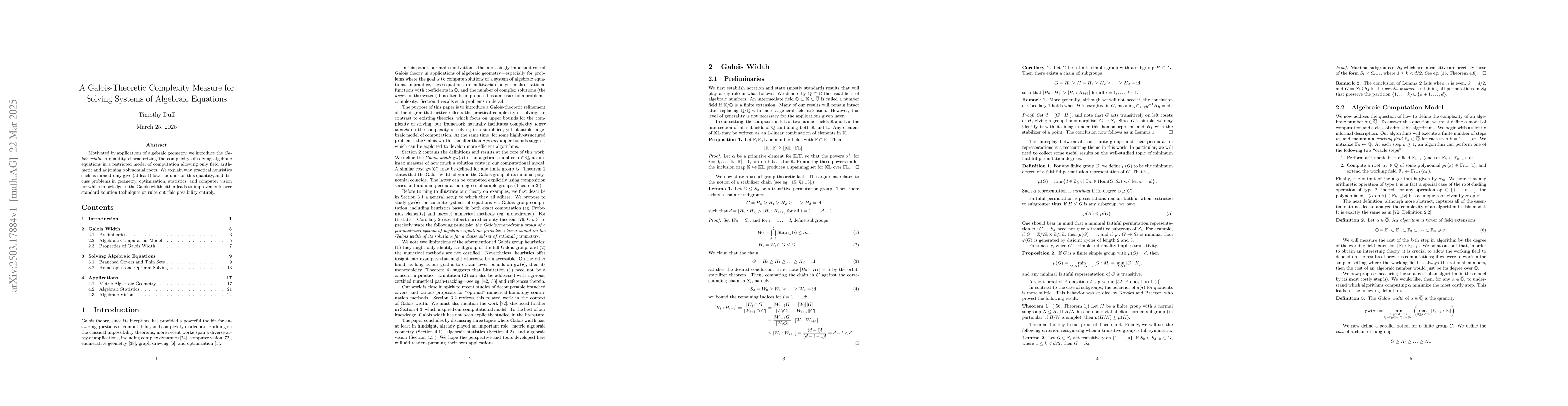 Thumbnail for A Galois-Theoretic Complexity Measure for Solving Systems of Algebraic
  Equations