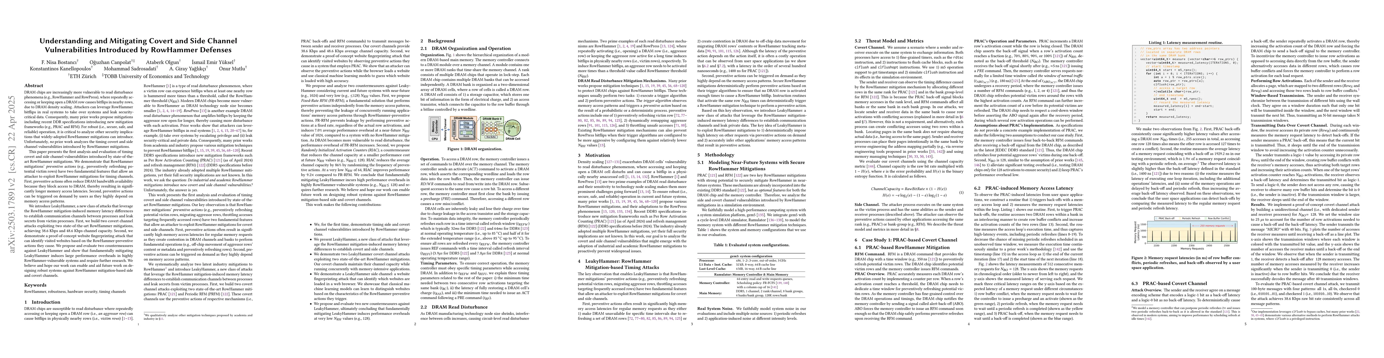 Thumbnail for Understanding and Mitigating Side and Covert Channel Vulnerabilities
  Introduced by RowHammer Defenses