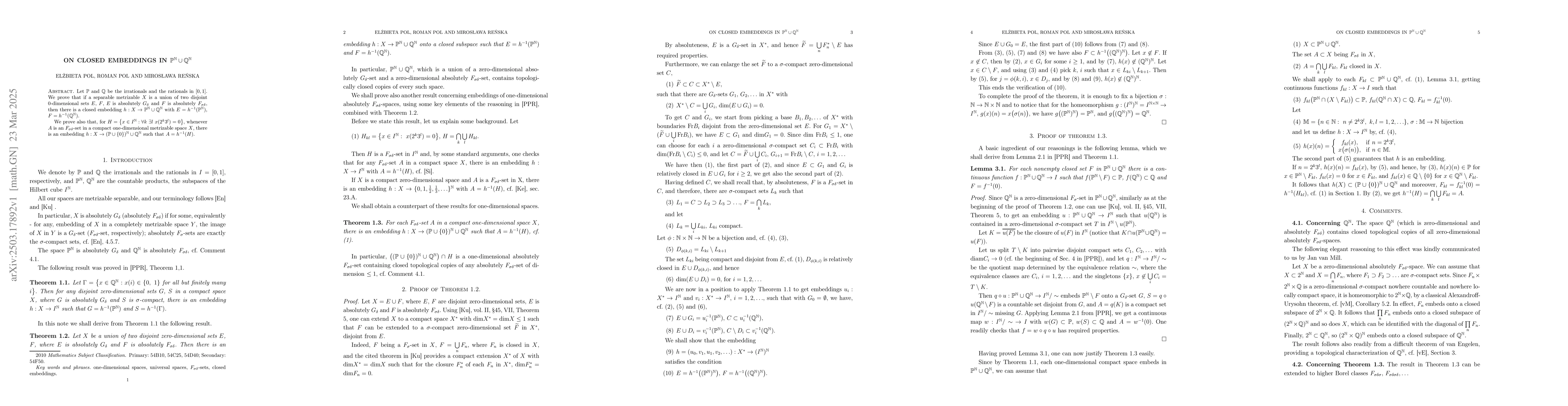 Thumbnail for On closed embeddings in $P^N \cup Q^N$