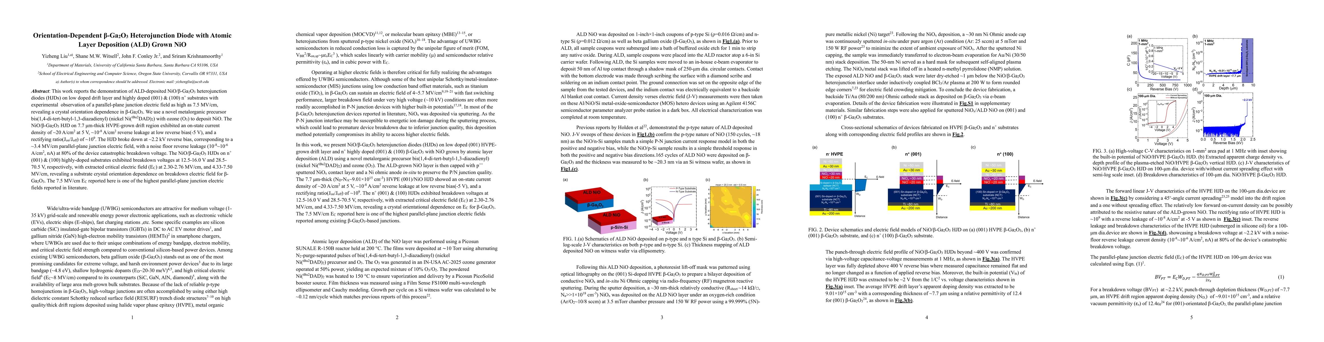 Thumbnail for Orientation-Dependent \b{eta}-Ga2O3 Heterojunction Diode with Atomic
  Layer Deposition (ALD) Grown NiO