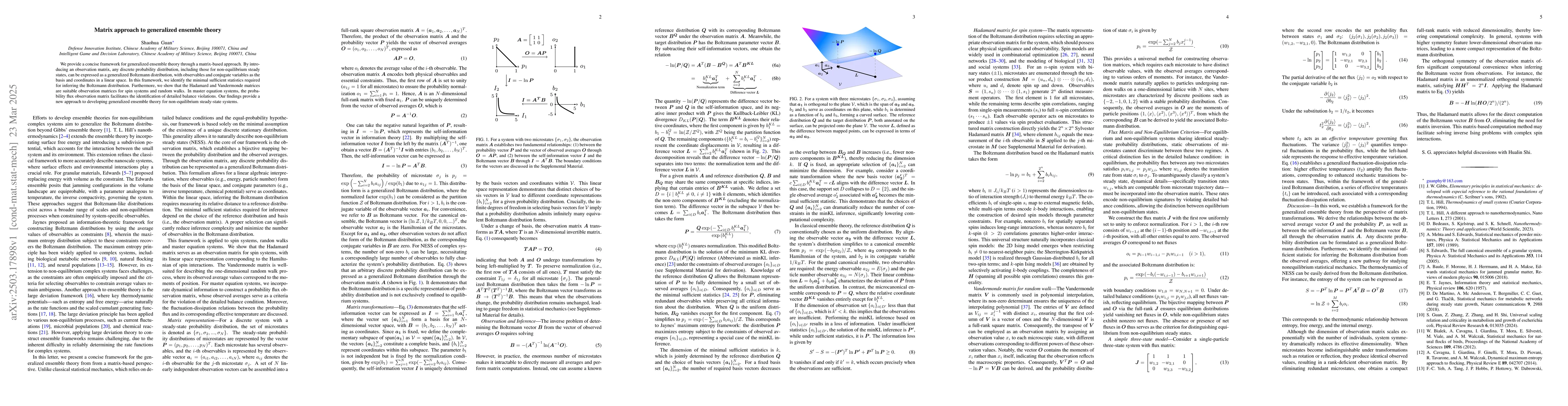 Thumbnail for Matrix approach to generalized ensemble theory