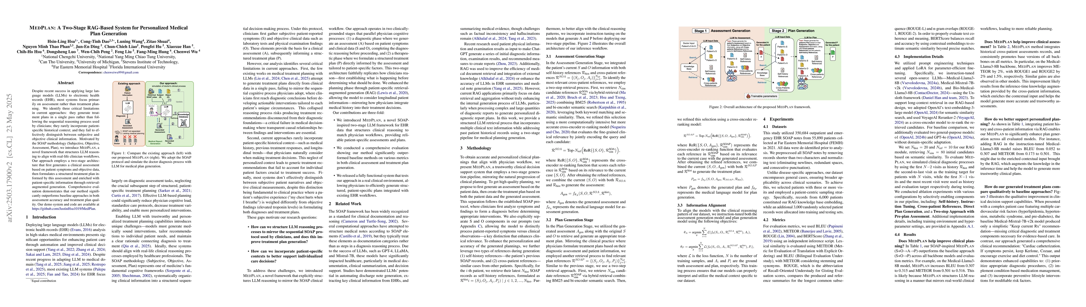 Thumbnail for MedPlan:A Two-Stage RAG-Based System for Personalized Medical Plan
  Generation