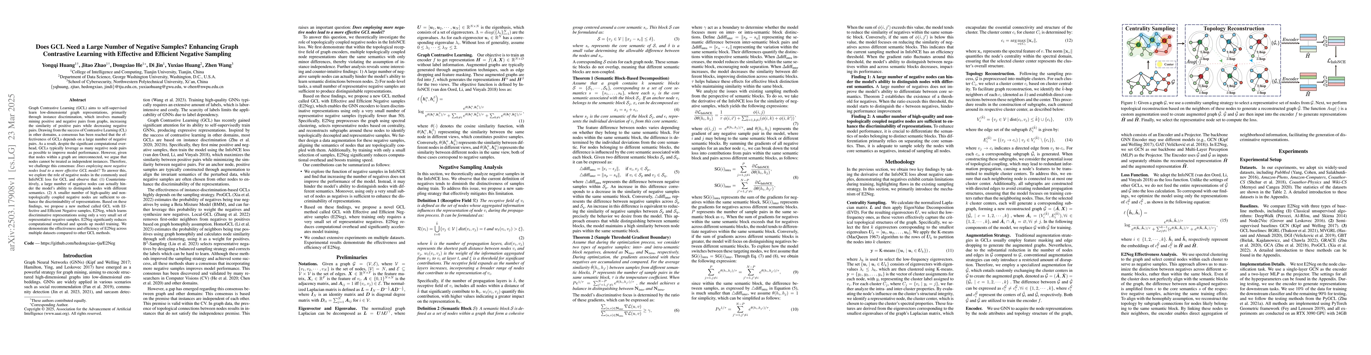 Thumbnail for Does GCL Need a Large Number of Negative Samples? Enhancing Graph
  Contrastive Learning with Effective and Efficient Negative Sampling