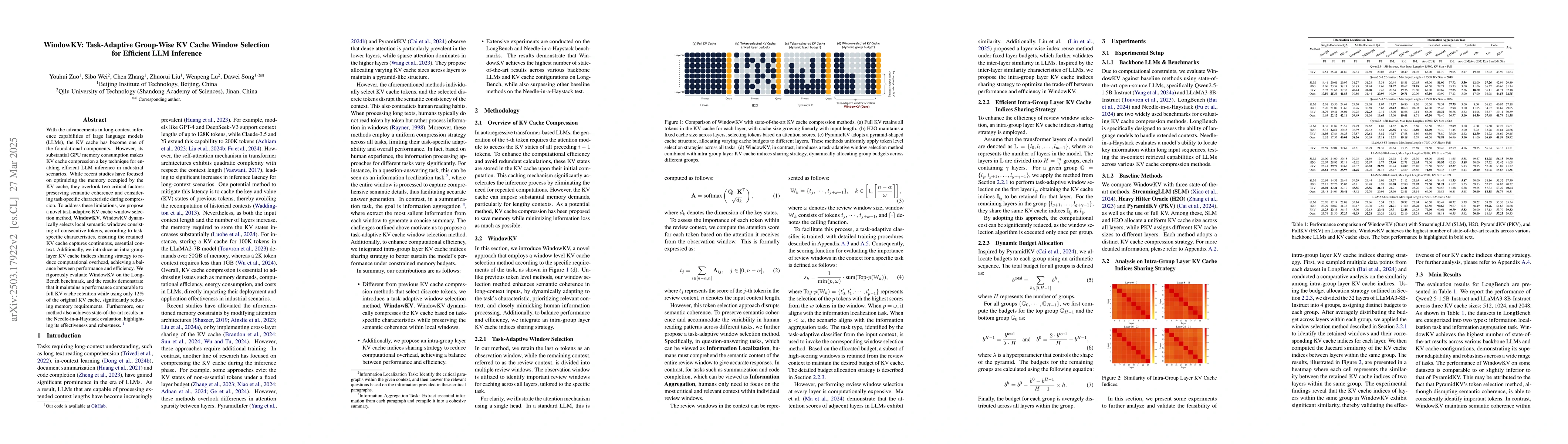 Thumbnail for WindowKV: Task-Adaptive Group-Wise KV Cache Window Selection for
  Efficient LLM Inference