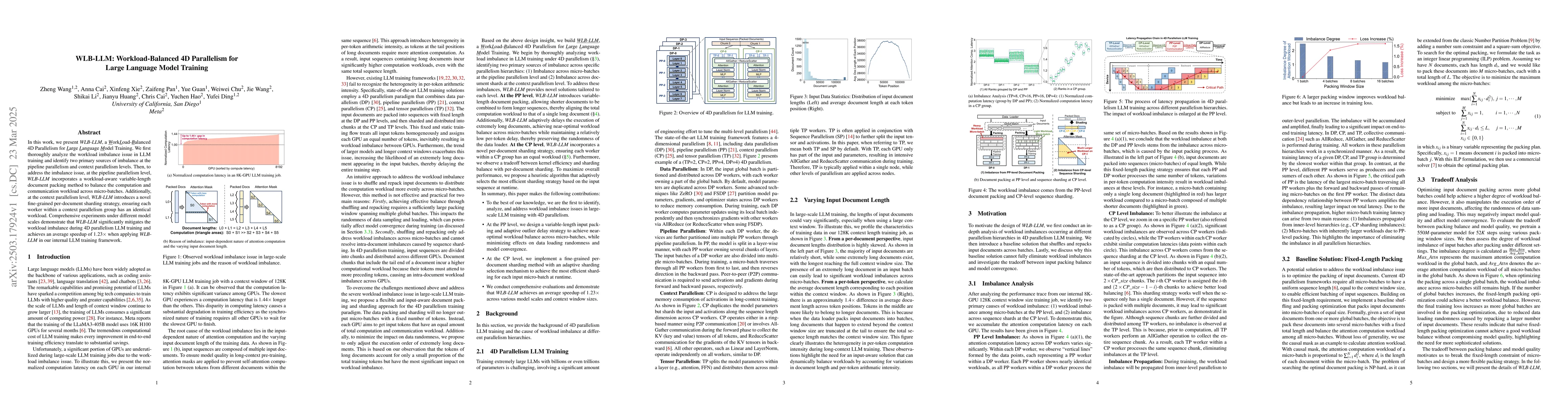 Thumbnail for WLB-LLM: Workload-Balanced 4D Parallelism for Large Language Model
  Training