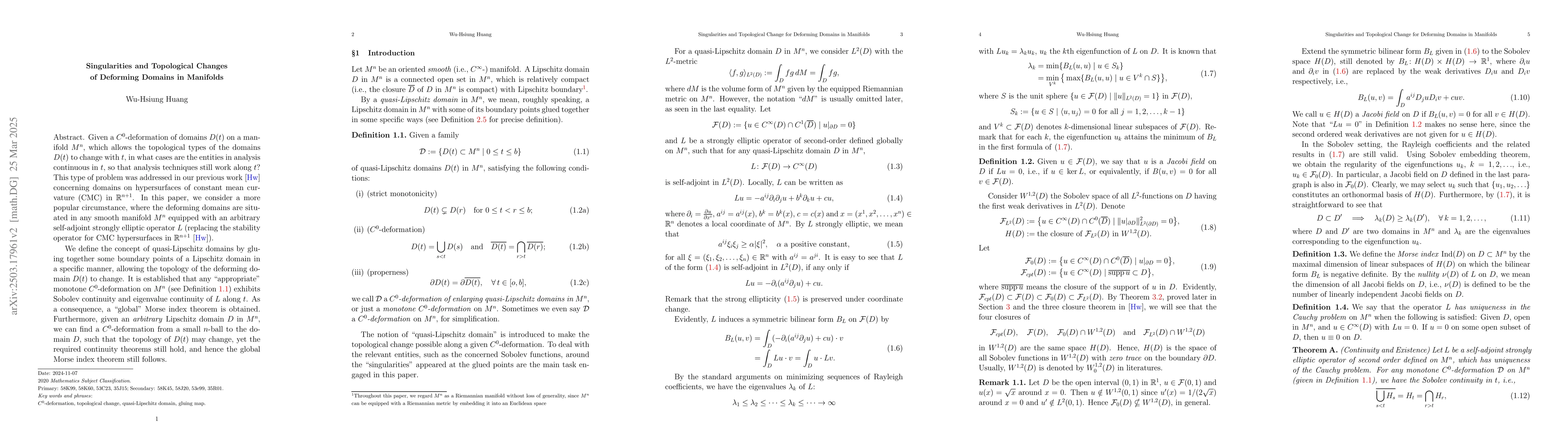 Thumbnail for Singularities and Topological Change for Deforming Domains in Manifolds