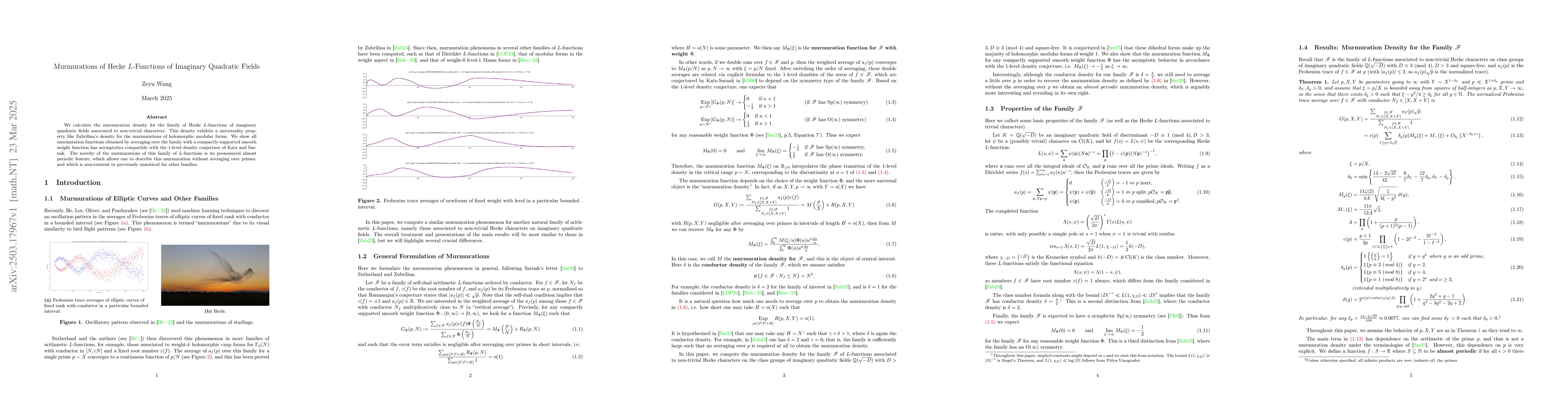 Thumbnail for Murmurations of Hecke $L$-Functions of Imaginary Quadratic Fields