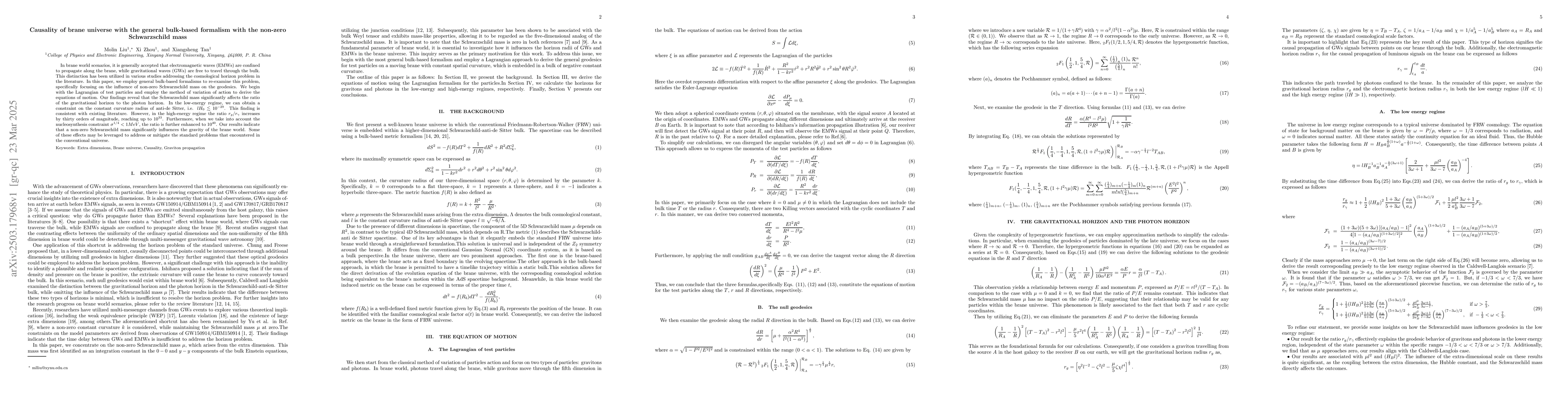 Thumbnail for Causality of brane universe with the general bulk-based formalism with
  the non-zero Schwarzschild mass