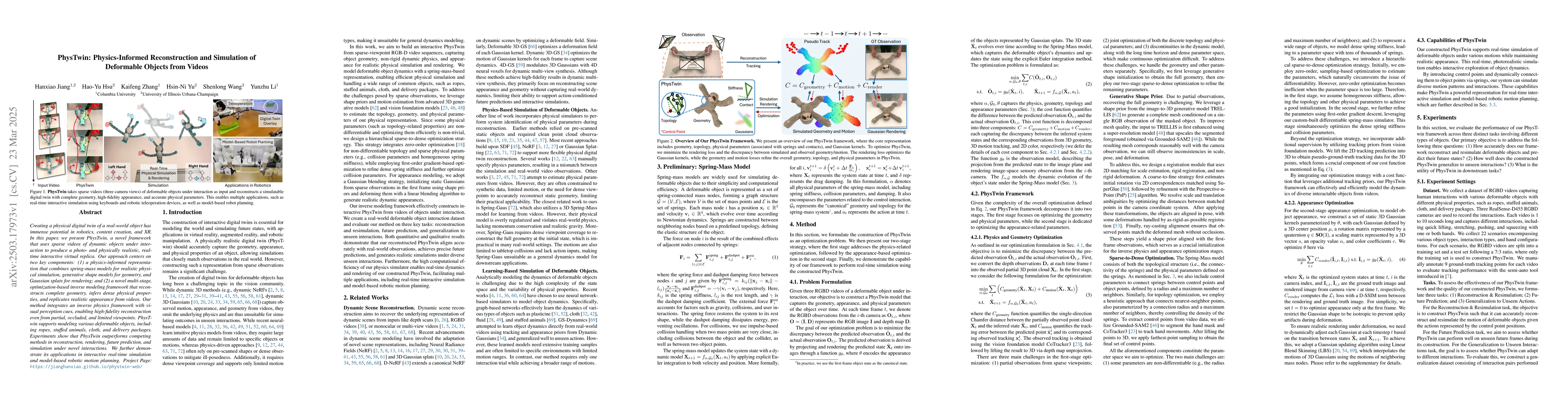 Thumbnail for PhysTwin: Physics-Informed Reconstruction and Simulation of Deformable
  Objects from Videos