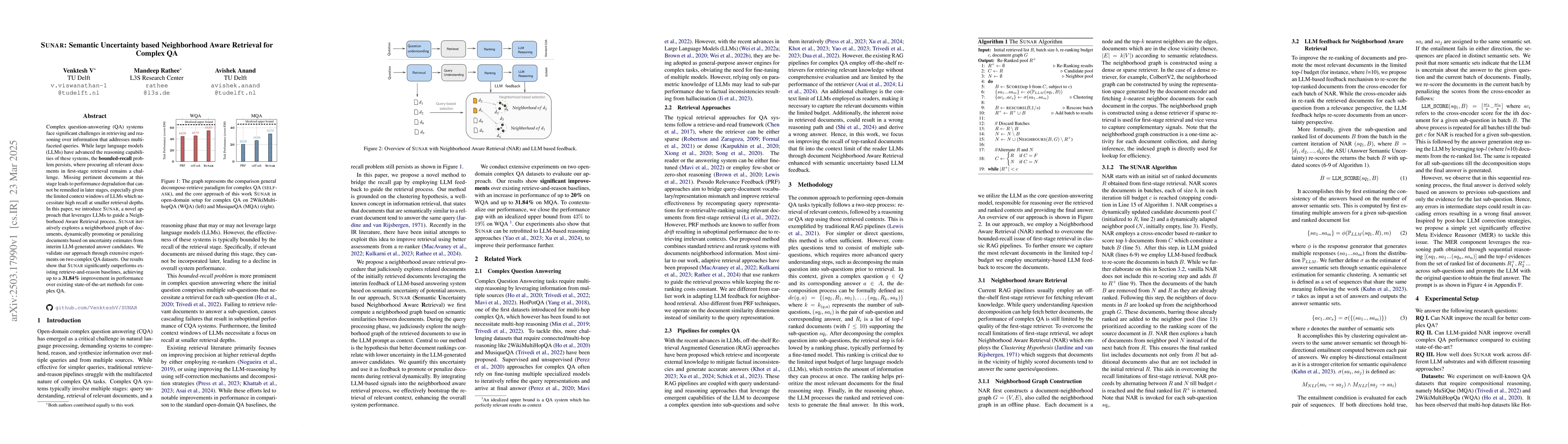 Thumbnail for SUNAR: Semantic Uncertainty based Neighborhood Aware Retrieval for
  Complex QA