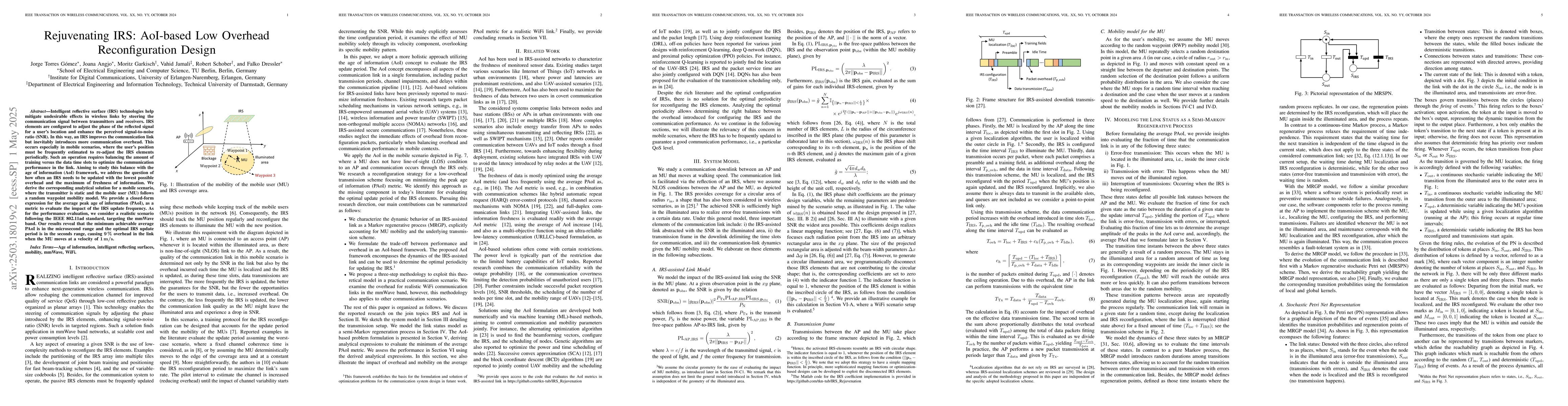 Thumbnail for Rejuvenating IRS: AoI-based Low Overhead Reconfiguration Design