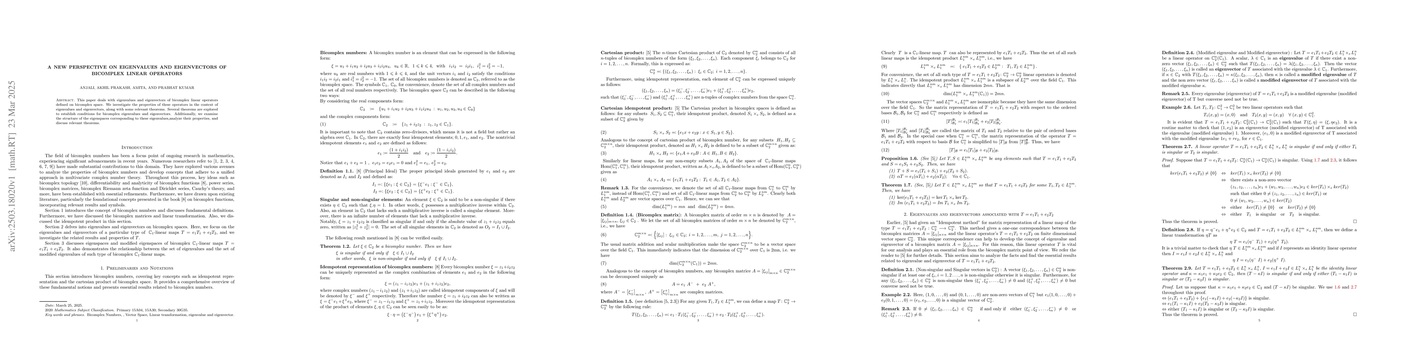Thumbnail for A New Perspective on Eigenvalues and Eigenvectors of Bicomplex Linear
  Operators