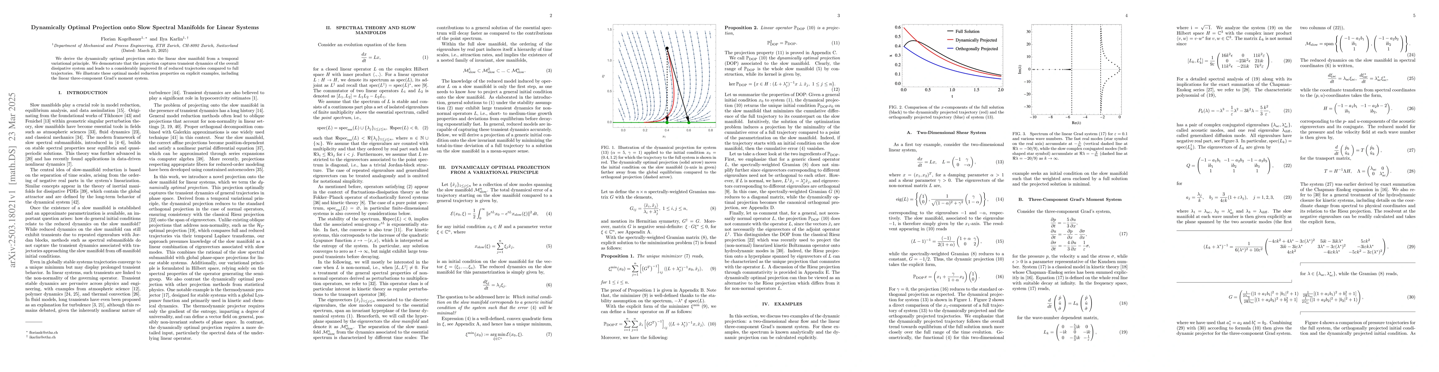 Thumbnail for Dynamically Optimal Projection onto Slow Spectral Manifolds for Linear
  Systems