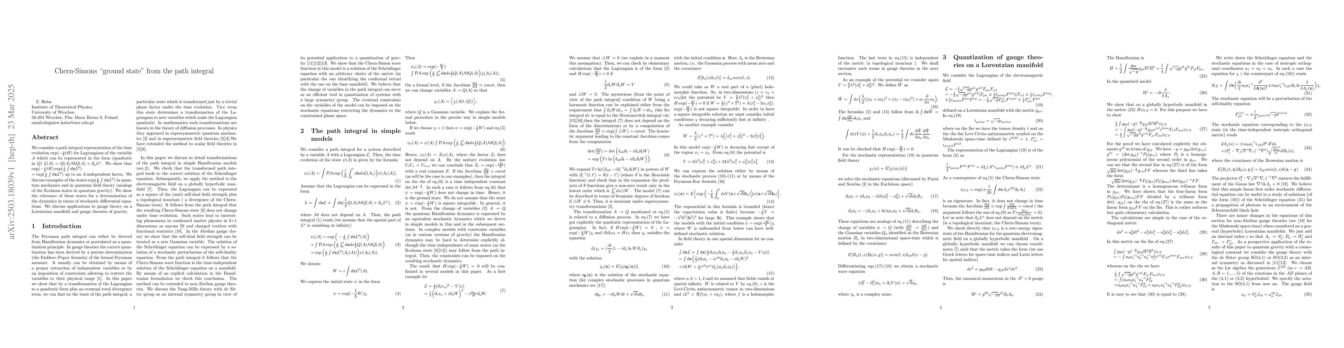 Thumbnail for Chern-Simons "ground state" from the path integral