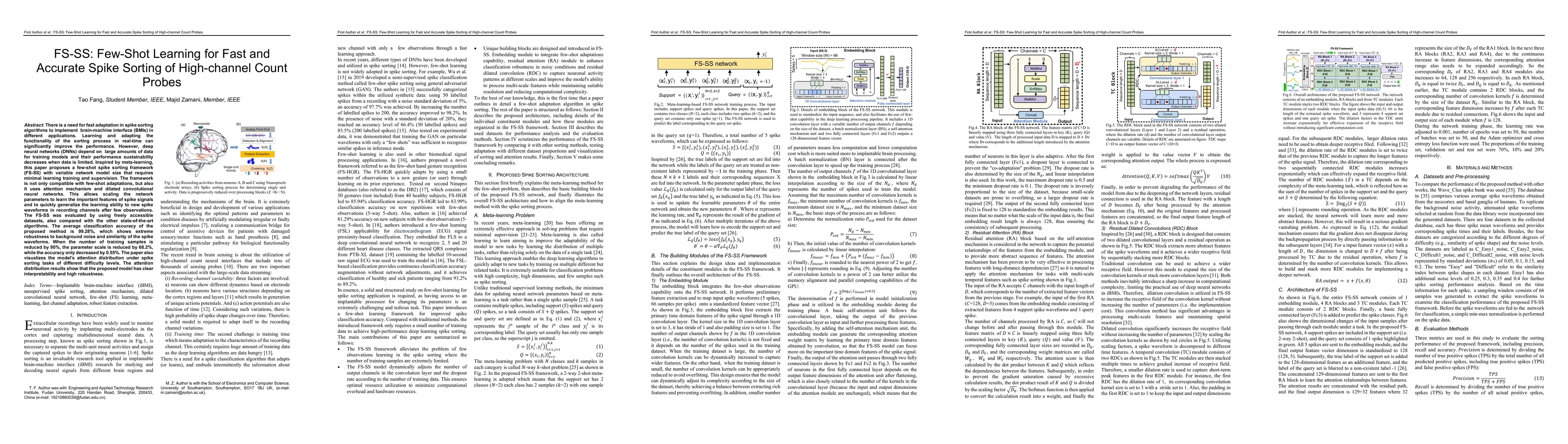 Thumbnail for FS-SS: Few-Shot Learning for Fast and Accurate Spike Sorting of
  High-channel Count Probes