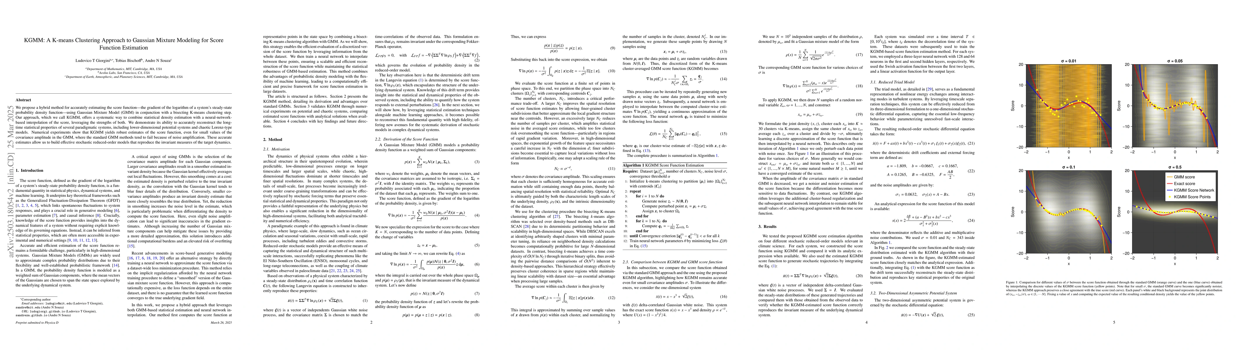 Thumbnail for KGMM: A K-means Clustering Approach to Gaussian Mixture Modeling for
  Score Function Estimation