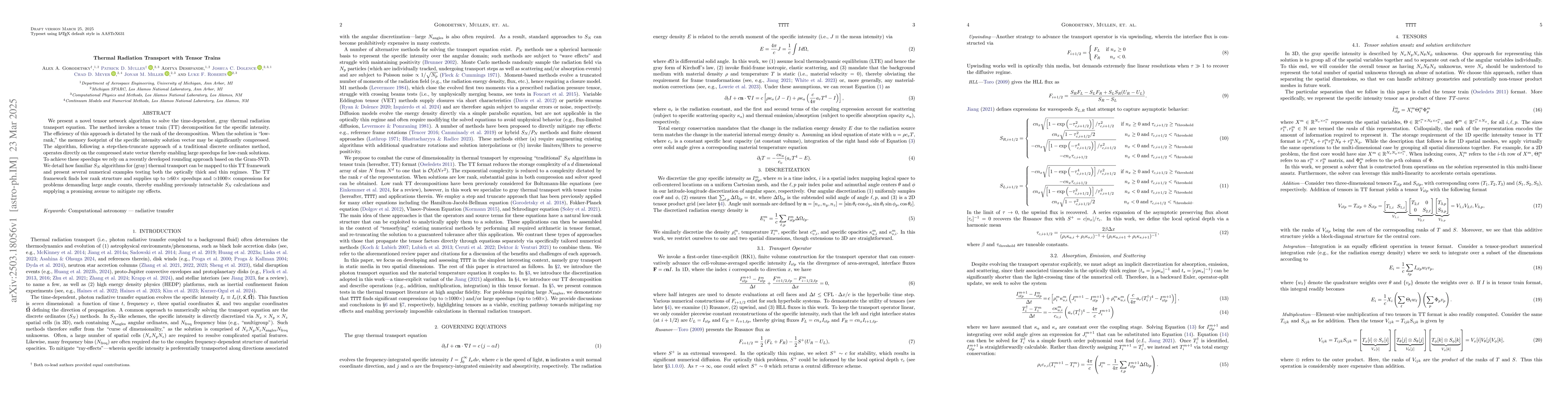 Thumbnail for Thermal Radiation Transport with Tensor Trains