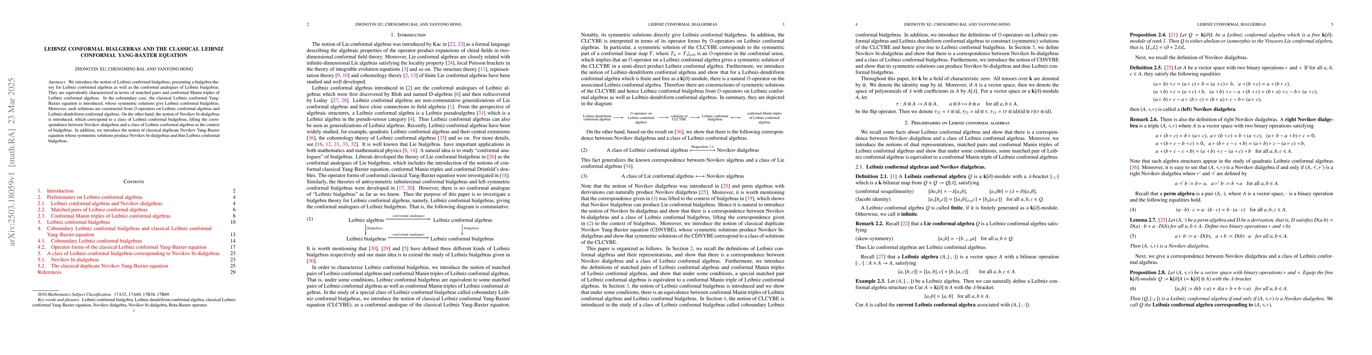 Thumbnail for Leibniz conformal bialgebras and the classical Leibniz conformal
  Yang-Baxter equation